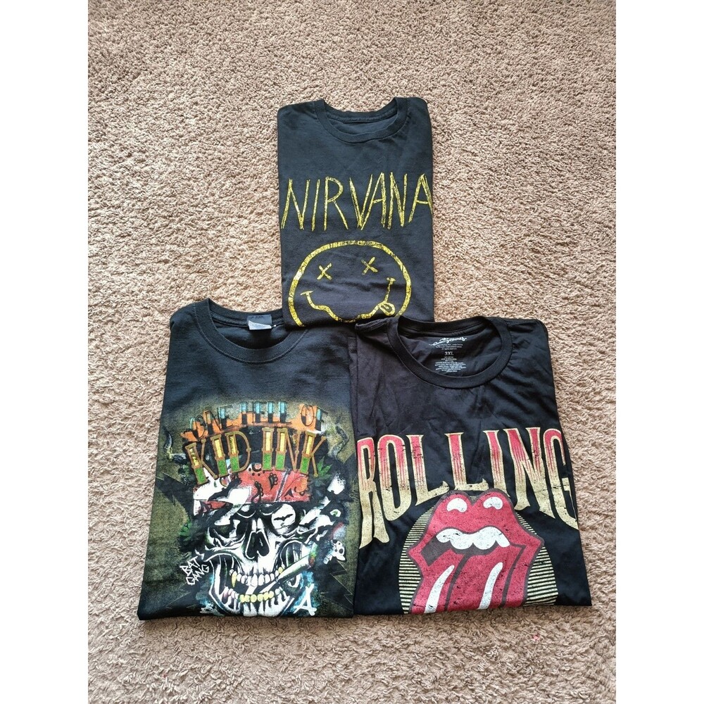 Rock Band T-Shirt Bundle Black Graphic Print Lot Of 3